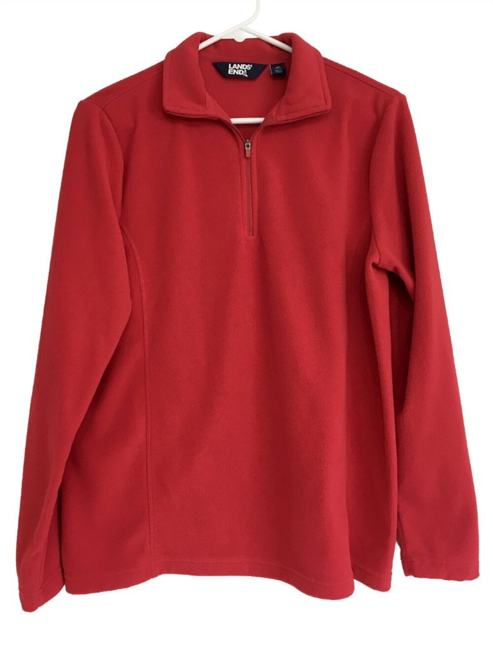 Lands' End Red Fleece 1/4 Zip Pull on Top Size M